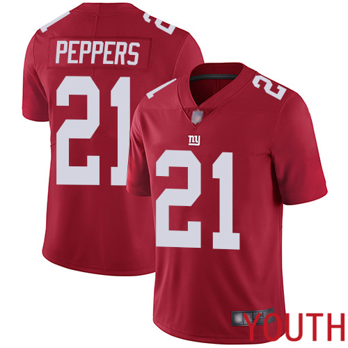 Youth New York Giants #21 Jabrill Peppers Red Limited Red Inverted Legend Football NFL Jersey